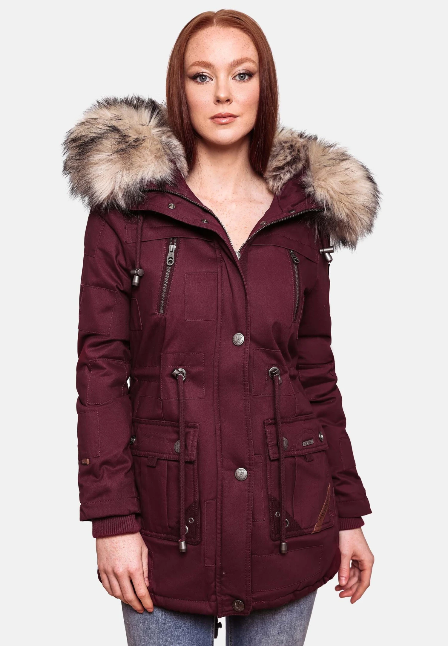 Navahoo Honigfee - Abrigo De Invierno - Dark Red Melange