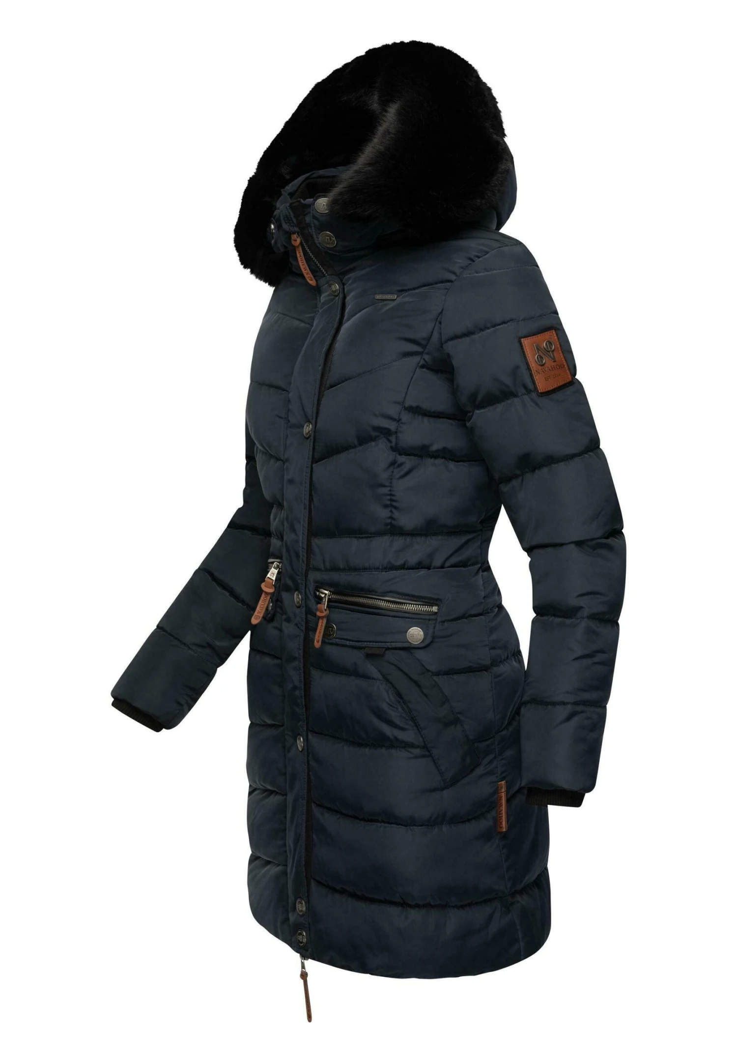 Navahoo Paula - Abrigo De Invierno - Blue With Black Fur - Image 3